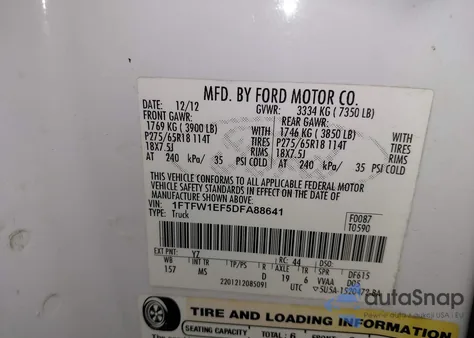 2013 Ford F-150 Xlt from USA, damaged, VIN 1FTFW1EF5DFA88641